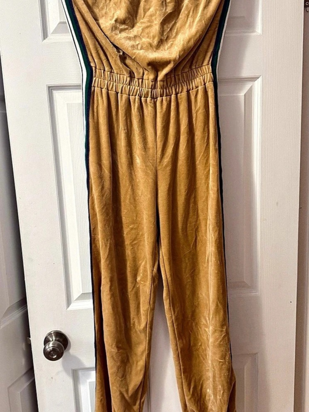 Brown Velour Leg Jumpsuit